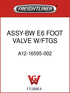 Оригинальная запчасть Фредлайнер A12-16595-002 ASSY-BW E6 FOOT VALVE W/FTGS