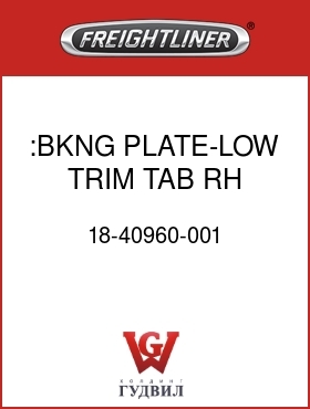 Оригинальная запчасть Фредлайнер 18-40960-001 :BKNG PLATE-LOW TRIM TAB,RH