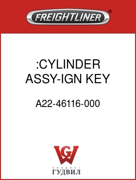 Оригинальная запчасть Фредлайнер A22-46116-000 :CYLINDER ASSY-IGN KEY    COVER