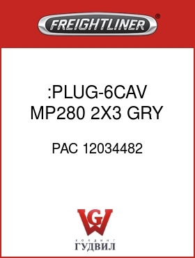 Оригинальная запчасть Фредлайнер PAC 12034482 :PLUG-6CAV,MP280,2X3,GRY,HNGDLK