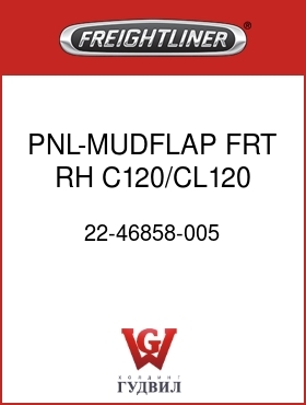 Оригинальная запчасть Фредлайнер 22-46858-005 PNL-MUDFLAP,FRT,RH,C120/CL120