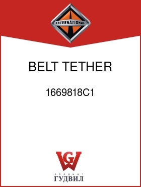 Оригинальная запчасть Интернешнл 1669818C1 BELT, TETHER