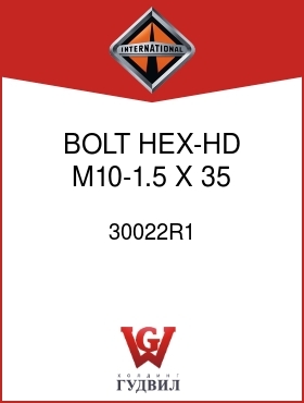 Оригинальная запчасть Интернешнл 30022R1 BOLT, HEX-HD M10-1.5 X 35