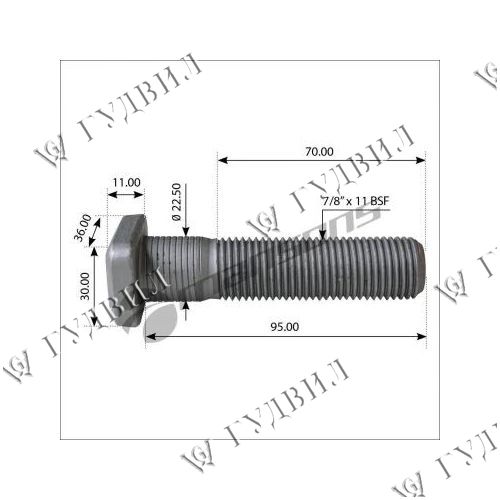 ШПИЛЬКА КОЛЕСА SCANIA 7/8" 86/98MM MANSONS - 033100524