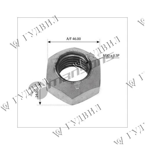 ГАЙКА M30*3.5 BPW под конус MANSONS - PLN001/0252208126