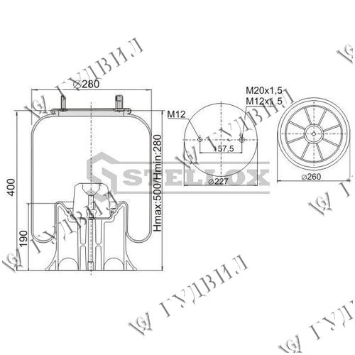 ПНЕВМОПОДУШКА 4159 В СБОРЕ МЕТАЛ - 72.4159.C06