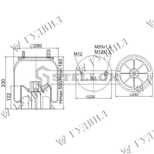 ПНЕВМОПОДУШКА 4157 В СБОРЕ ПЛАСТ - 72.4157.CP08