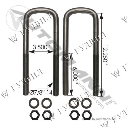 К-Т СТРЕМЯНОК ЗАДНЕЙ Z-РЕССОРЫ 7/8*3 1/2*12   (2шт) - AUBK8363-122