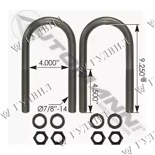 К-Т СТРЕМЯНОК ПЕРЕДНЕЙ РЕССОРЫ FLD 7/8IN X 4IN X 9-1/4IN (2шт) - 513.019A