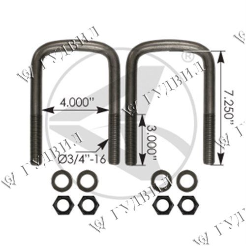 СТРЕМЯНКА ПЕРЕДНЕЙ РЕССОРЫ 7600/9800I 3/4"X4"X7.25"  - AUBK8354072